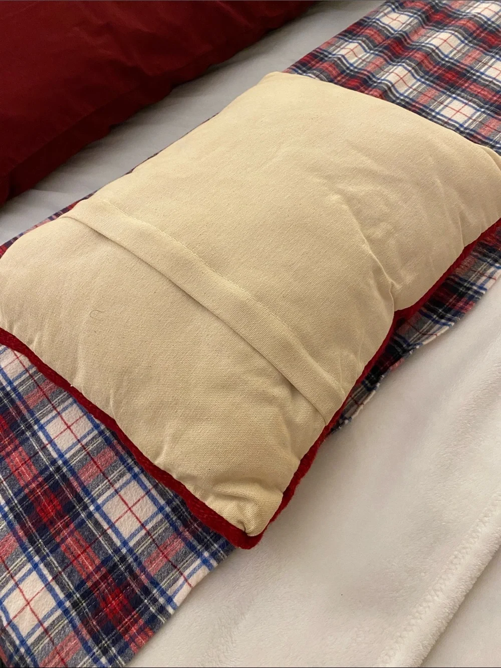 Red Decorative Throw Pillow with Black Bear Motif
